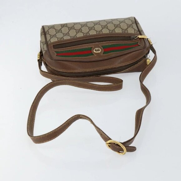 GUCCI GG Supreme Web Sherry Line Bag PVC Beige Red 56 02 087 Auth 151921 - Picture 8 of 16
